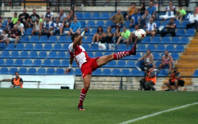 Dani Gómez, en una acció del partit | Sandra Dihör